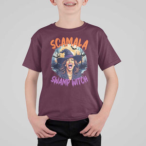 Funny Kamala Halloween T Shirt For Kid Scamala Swamp Witch Mysterious Bat TS11 Maroon Print Your Wear