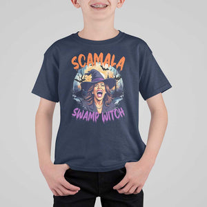 Funny Kamala Halloween T Shirt For Kid Scamala Swamp Witch Mysterious Bat TS11 Navy Print Your Wear