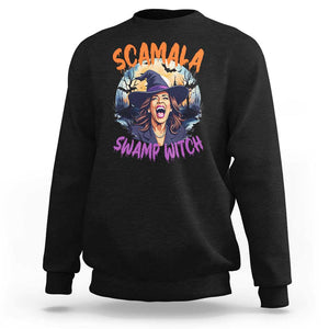 Funny Kamala Halloween Sweatshirt Scamala Swamp Witch Mysterious Bat TS11 Black Print Your Wear