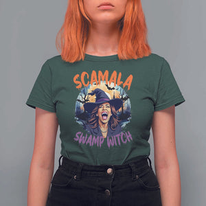 Funny Kamala Halloween T Shirt For Women Scamala Swamp Witch Mysterious Bat TS11 Dark Forest Green Print Your Wear