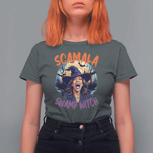 Funny Kamala Halloween T Shirt For Women Scamala Swamp Witch Mysterious Bat TS11 Dark Heather Print Your Wear