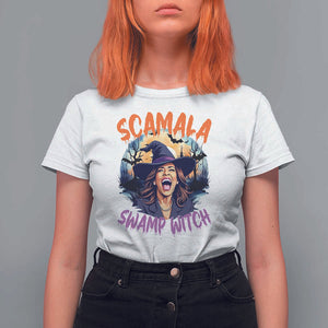 Funny Kamala Halloween T Shirt For Women Scamala Swamp Witch Mysterious Bat TS11 White Print Your Wear