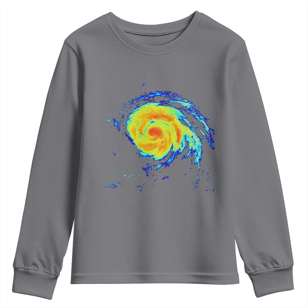 Hurricane Erin Youth Sweatshirt Meteorologist Weather Radar Storm Chasing TS11 Charcoal Print Your Wear