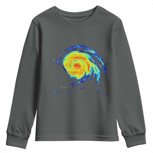 Hurricane Erin Youth Sweatshirt Meteorologist Weather Radar Storm Chasing TS11 Dark Heather Print Your Wear