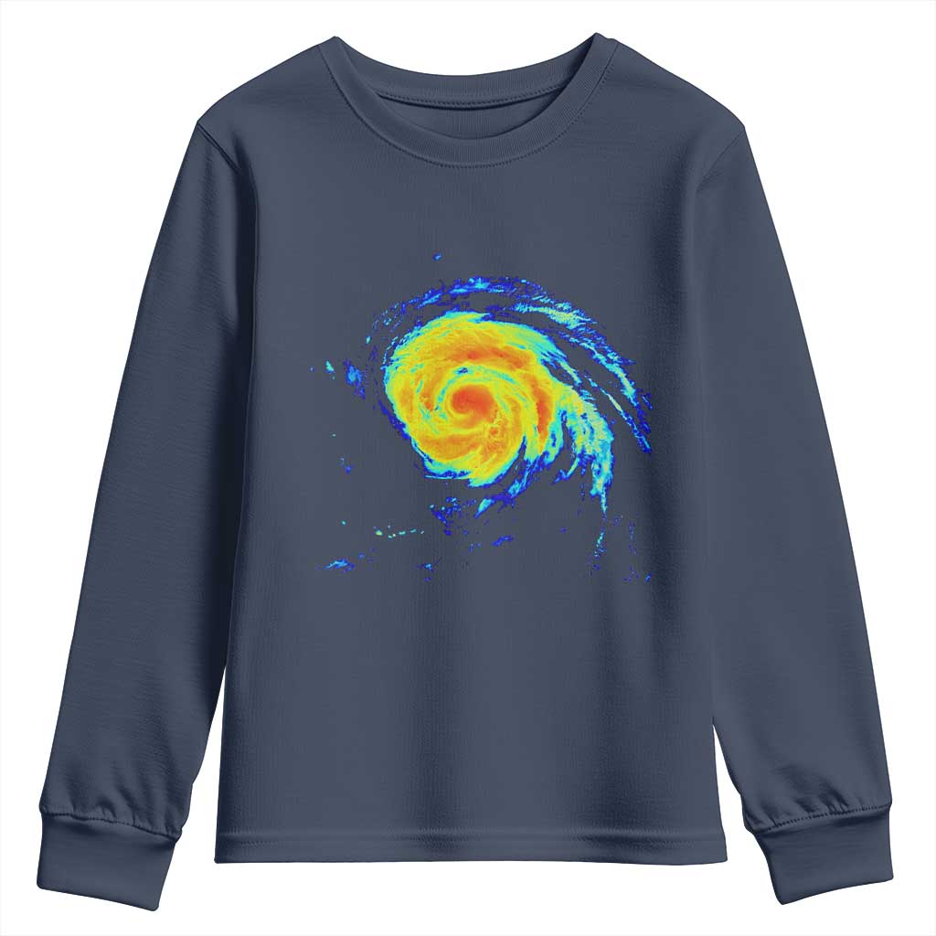 Hurricane Erin Youth Sweatshirt Meteorologist Weather Radar Storm Chasing TS11 Navy Print Your Wear