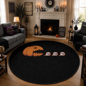 Funny Halloween Gamer Video Gaming Pumpkin Ghost Round Rug