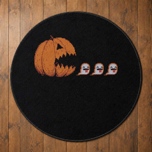 Funny Halloween Gamer Video Gaming Pumpkin Ghost Round Rug