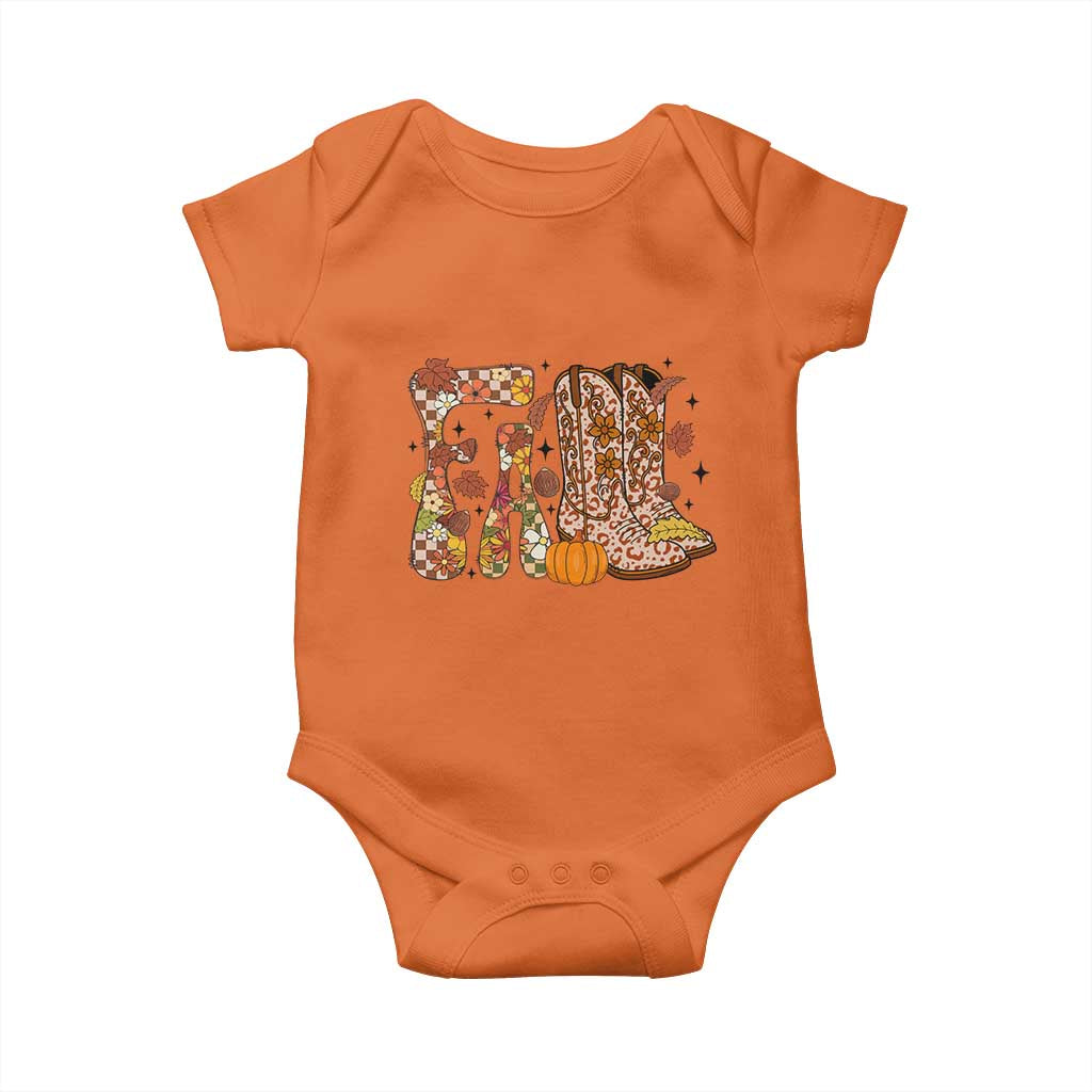Cowboy Fall Season Thanksgiving Western Boots Pumpkin Baby Onesie TS11 Orange Print Your Wear