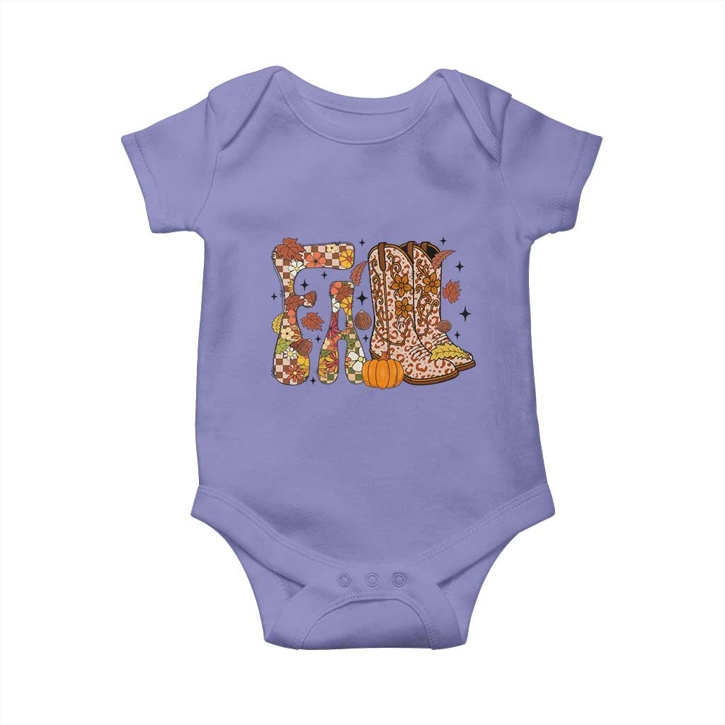 Cowboy Fall Season Thanksgiving Western Boots Pumpkin Baby Onesie TS11 Violet Print Your Wear