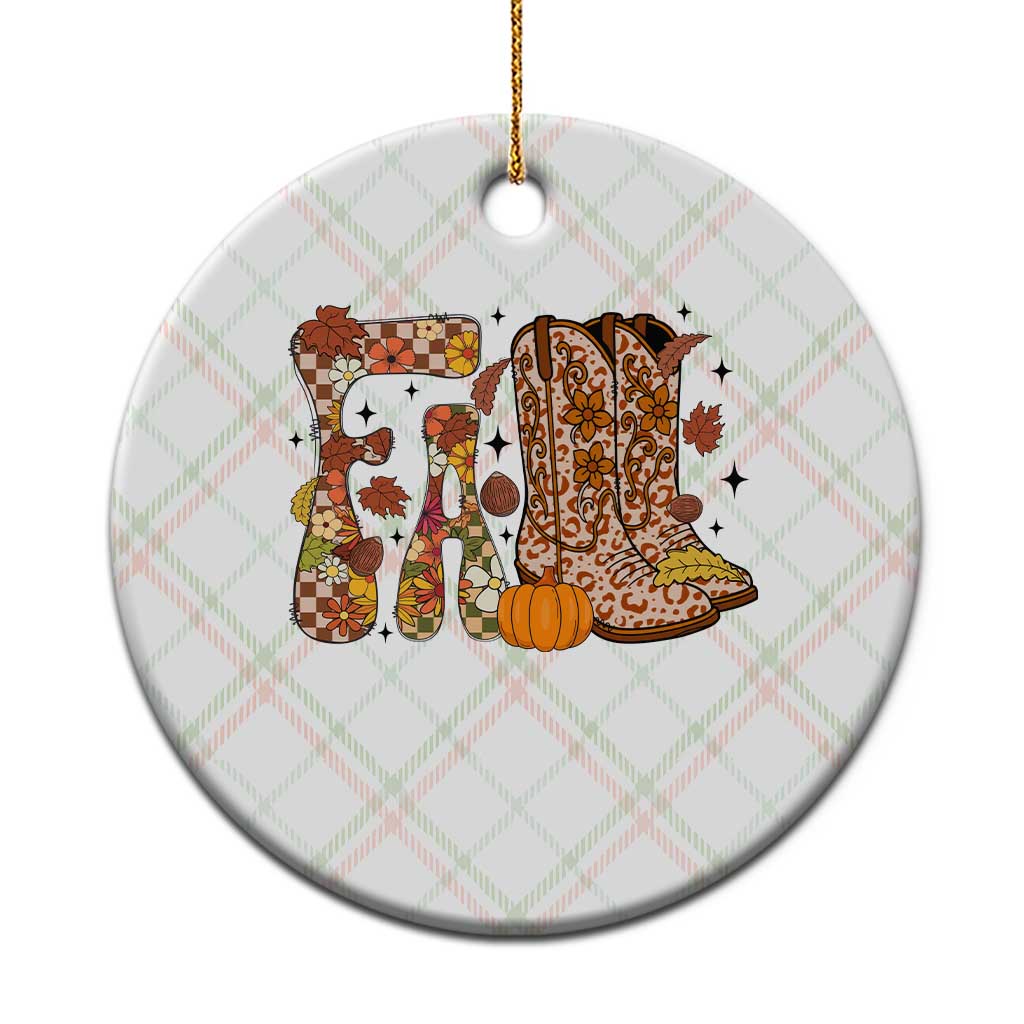 Cowboy Fall Season Thanksgiving Western Boots Pumpkin Ceramic Ornament TS11 1pc Christmas Plaid Print Your Wear