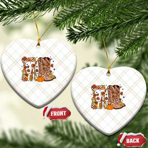 Cowboy Fall Season Thanksgiving Western Boots Pumpkin Ceramic Ornament TS11 Print Your Wear