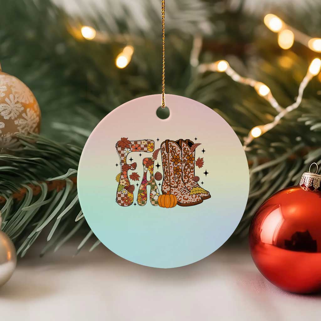 Cowboy Fall Season Thanksgiving Western Boots Pumpkin Ceramic Ornament TS11 1pc Pastel Print Your Wear