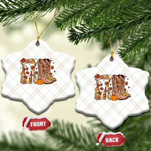 Cowboy Fall Season Thanksgiving Western Boots Pumpkin Ceramic Ornament TS11 Print Your Wear