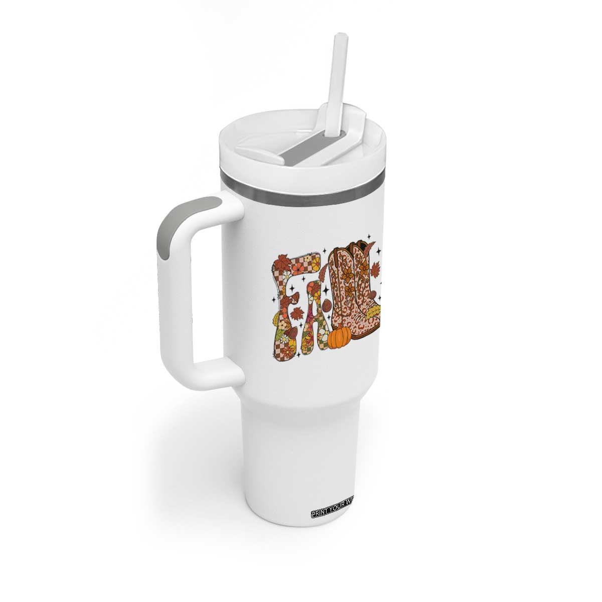 Cowboy Fall Season Thanksgiving Western Boots Pumpkin Tumbler With Handle TS11 Print Your Wear