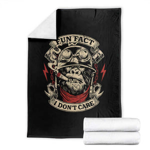 Fun Fact I Dont Care Throw Blanket Funny Smoking Gorilla Sarcastic TS11 Black Print Your Wear