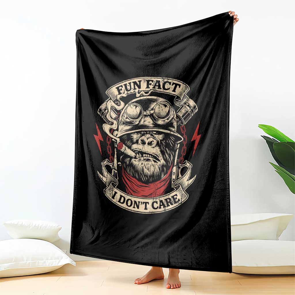 Fun Fact I Dont Care Throw Blanket Funny Smoking Gorilla Sarcastic TS11 Print Your Wear