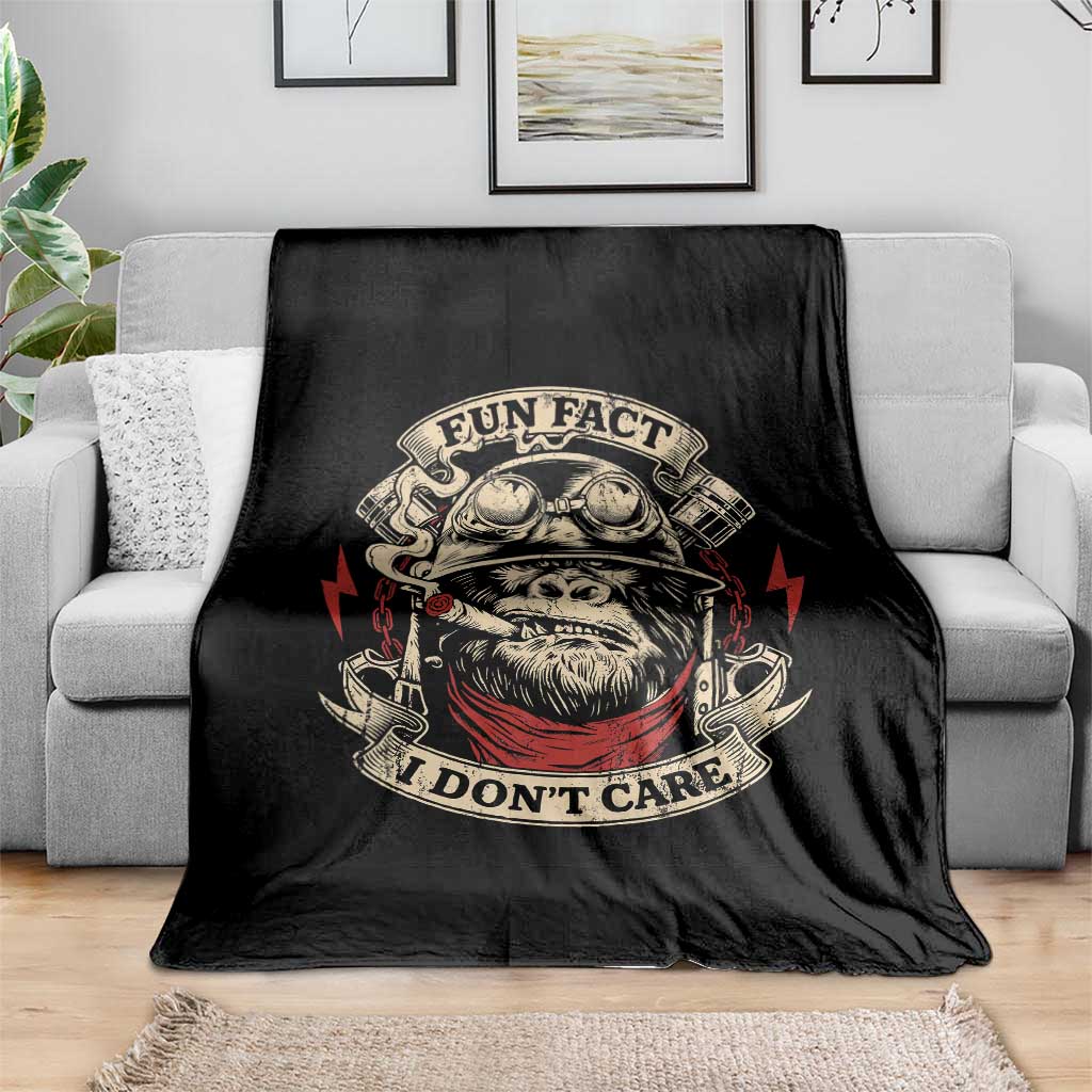 Fun Fact I Dont Care Throw Blanket Funny Smoking Gorilla Sarcastic TS11 Print Your Wear