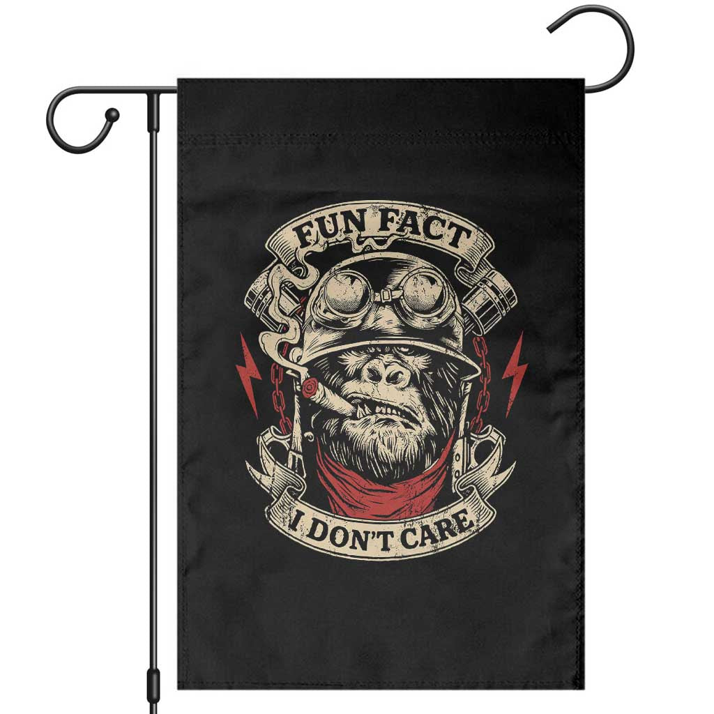 Fun Fact I Dont Care Garden Flag Funny Smoking Gorilla Sarcastic TS11 Black Print Your Wear