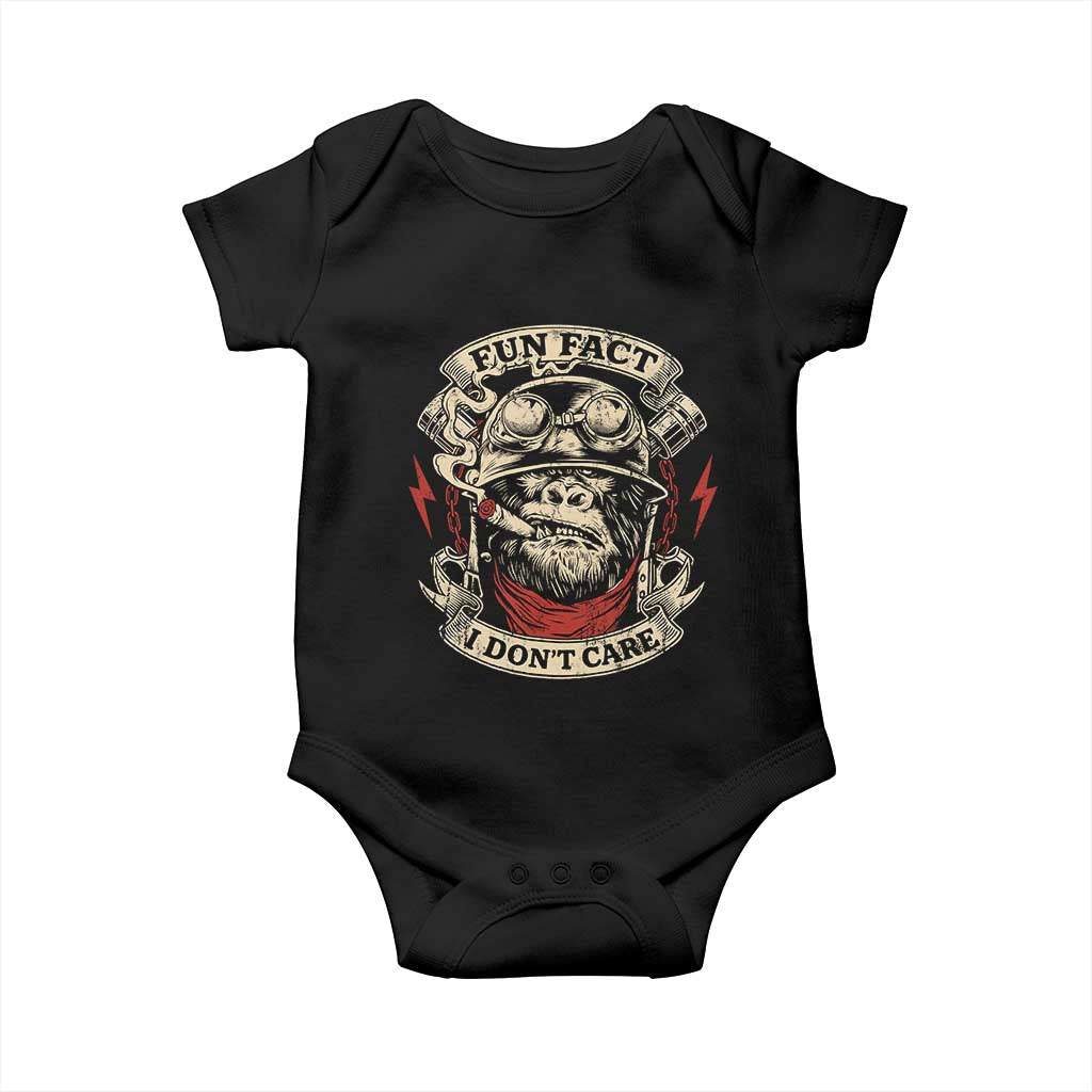 Fun Fact I Dont Care Baby Onesie Funny Smoking Gorilla Sarcastic TS11 Black Print Your Wear