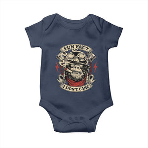Fun Fact I Dont Care Baby Onesie Funny Smoking Gorilla Sarcastic TS11 Navy Print Your Wear