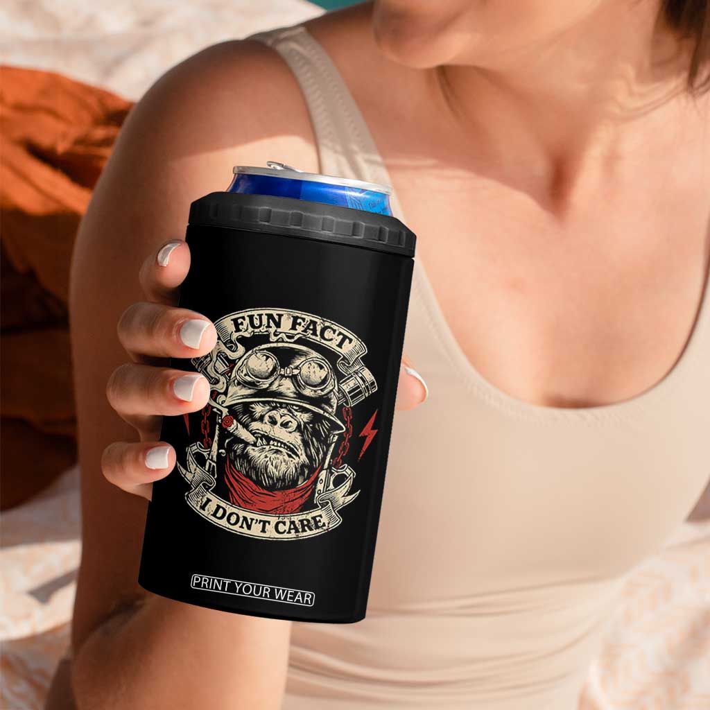 Fun Fact I Dont Care 4 in 1 Can Cooler Tumbler Funny Smoking Gorilla Sarcastic TS11 Print Your Wear