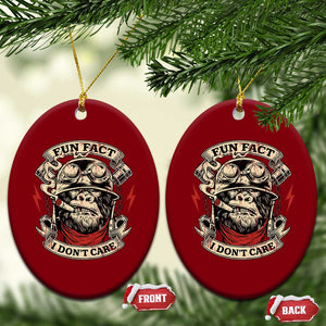 Fun Fact I Dont Care Ceramic Ornament Funny Smoking Gorilla Sarcastic TS11 Print Your Wear