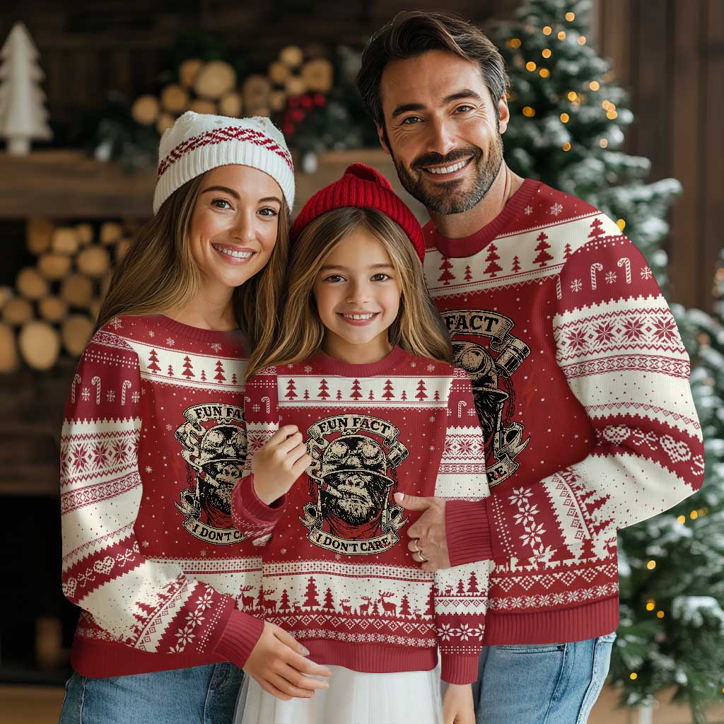 Fun Fact I Dont Care Ugly Christmas Sweater Funny Smoking Gorilla Sarcastic TS11 Red Beige Print Your Wear