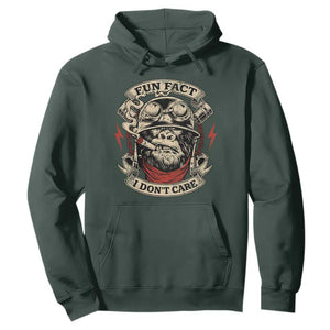 Fun Fact I Dont Care Hoodie Funny Smoking Gorilla Sarcastic TS11 Dark Forest Green Print Your Wear
