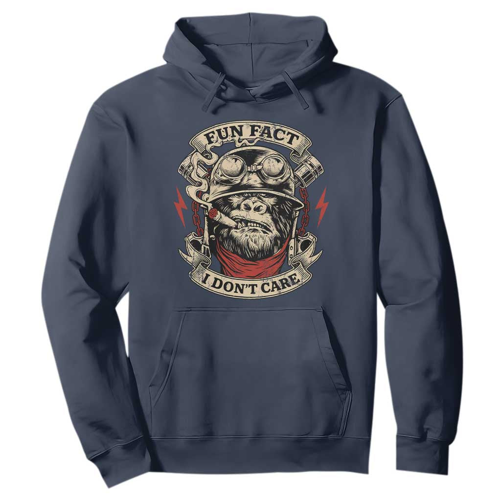 Fun Fact I Dont Care Hoodie Funny Smoking Gorilla Sarcastic TS11 Navy Print Your Wear