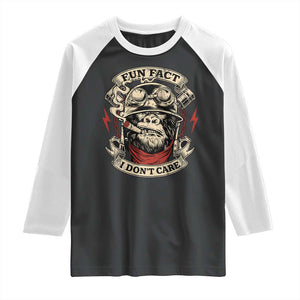 Fun Fact I Dont Care Raglan Shirt Funny Smoking Gorilla Sarcastic TS11 Black White Print Your Wear