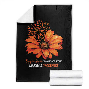Leukemia Support Squad You Are Not Alone Throw Blanket Orange Sunflower Ribbon