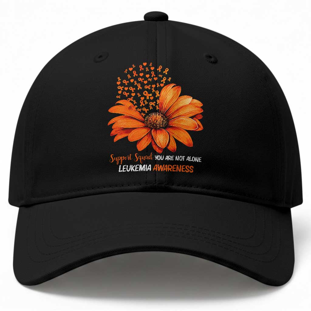 Leukemia Support Squad You Are Not Alone Baseball Cap Orange Sunflower Ribbon