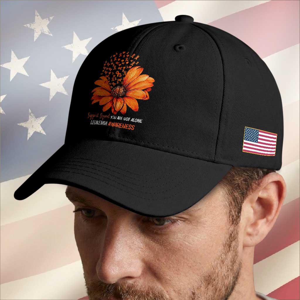 Leukemia Support Squad You Are Not Alone Baseball Cap Orange Sunflower Ribbon