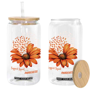 Leukemia Support Squad You Are Not Alone Glass Can Orange Sunflower Ribbon