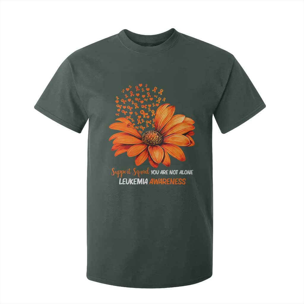 Leukemia Support Squad You Are Not Alone T Shirt For Kid Orange Sunflower Ribbon