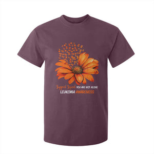 Leukemia Support Squad You Are Not Alone T Shirt For Kid Orange Sunflower Ribbon