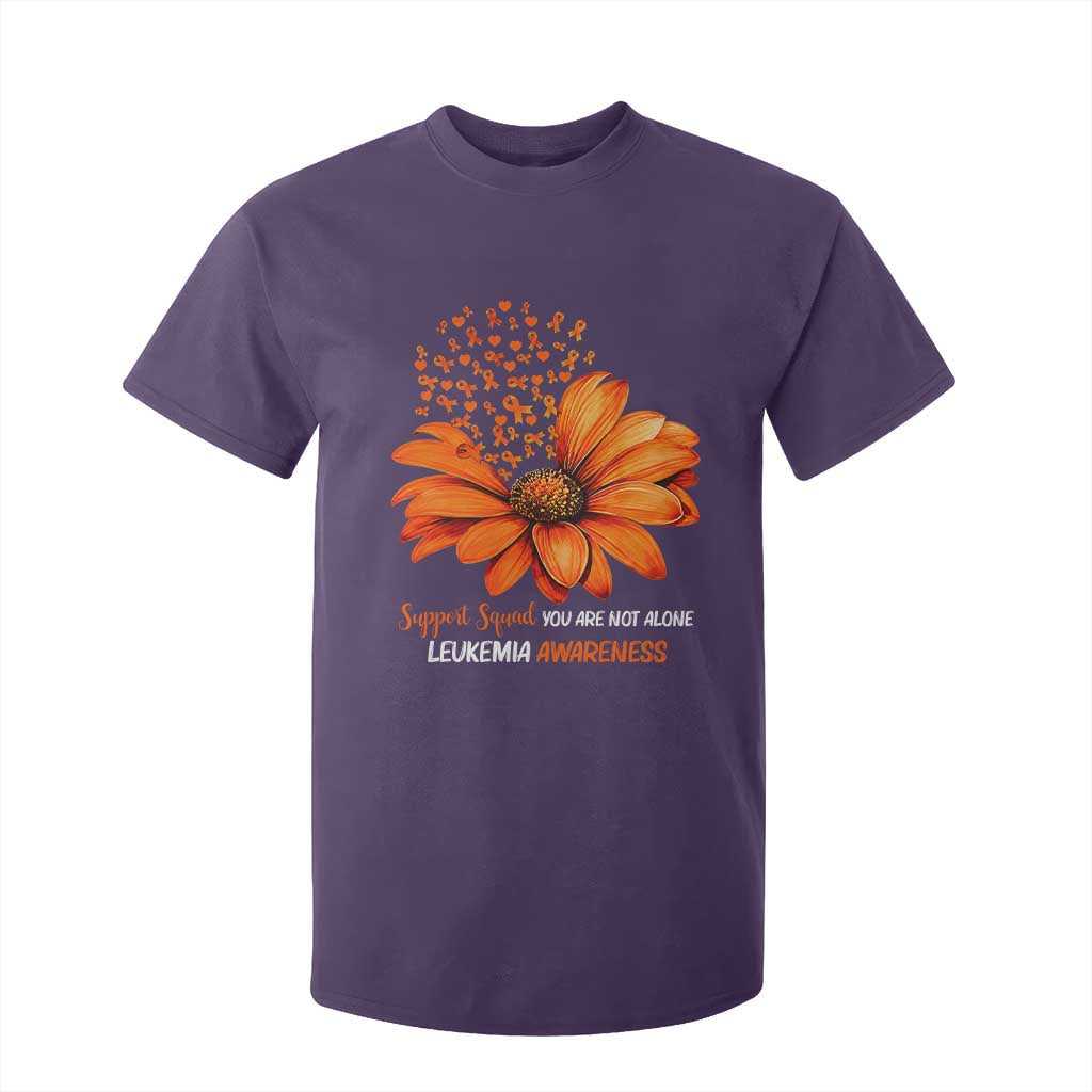 Leukemia Support Squad You Are Not Alone T Shirt For Kid Orange Sunflower Ribbon