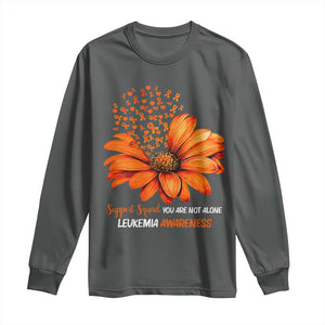 Leukemia Support Squad You Are Not Alone Long Sleeve Shirt Orange Sunflower Ribbon