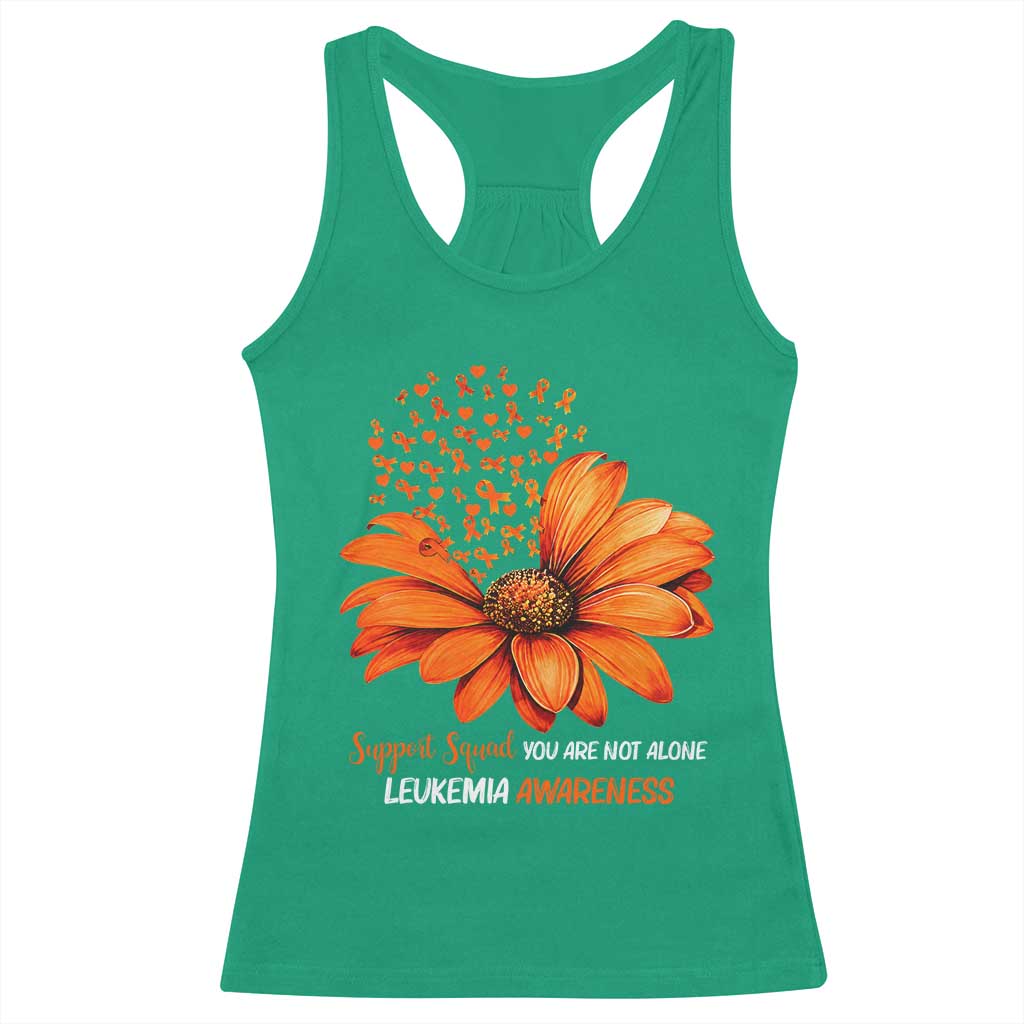 Leukemia Support Squad You Are Not Alone Racerback Tank Top Orange Sunflower Ribbon