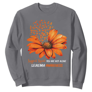 Leukemia Support Squad You Are Not Alone Sweatshirt Orange Sunflower Ribbon