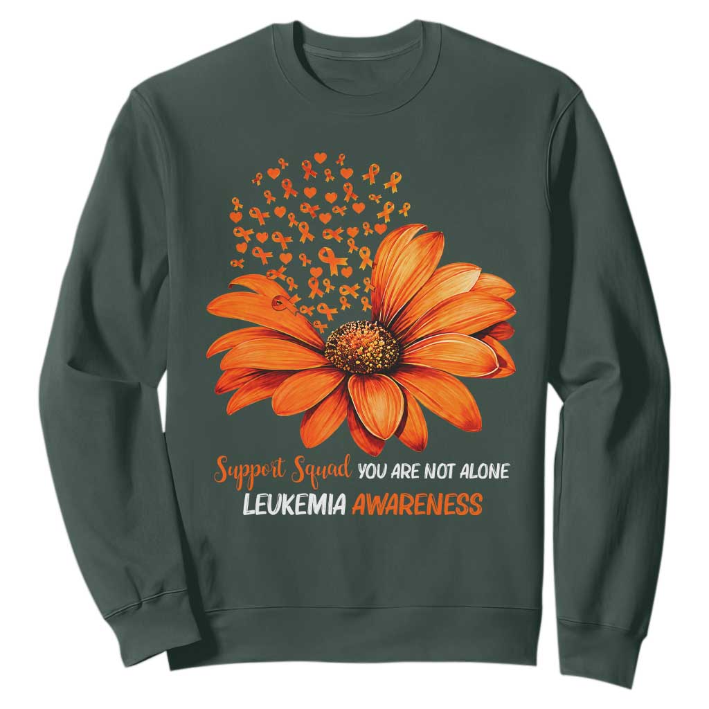 Leukemia Support Squad You Are Not Alone Sweatshirt Orange Sunflower Ribbon
