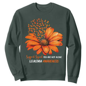 Leukemia Support Squad You Are Not Alone Sweatshirt Orange Sunflower Ribbon