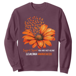 Leukemia Support Squad You Are Not Alone Sweatshirt Orange Sunflower Ribbon