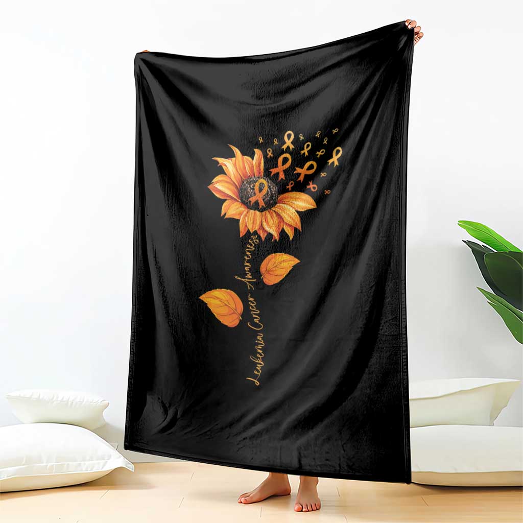 Leukemia Cancer Awareness Sunflower Orange Ribbon Throw Blanket