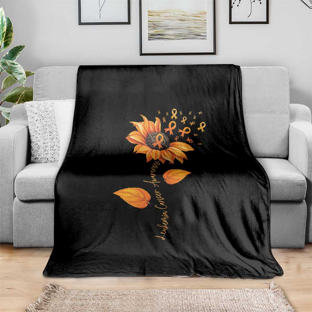 Leukemia Cancer Awareness Sunflower Orange Ribbon Throw Blanket