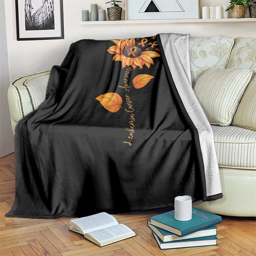 Leukemia Cancer Awareness Sunflower Orange Ribbon Throw Blanket