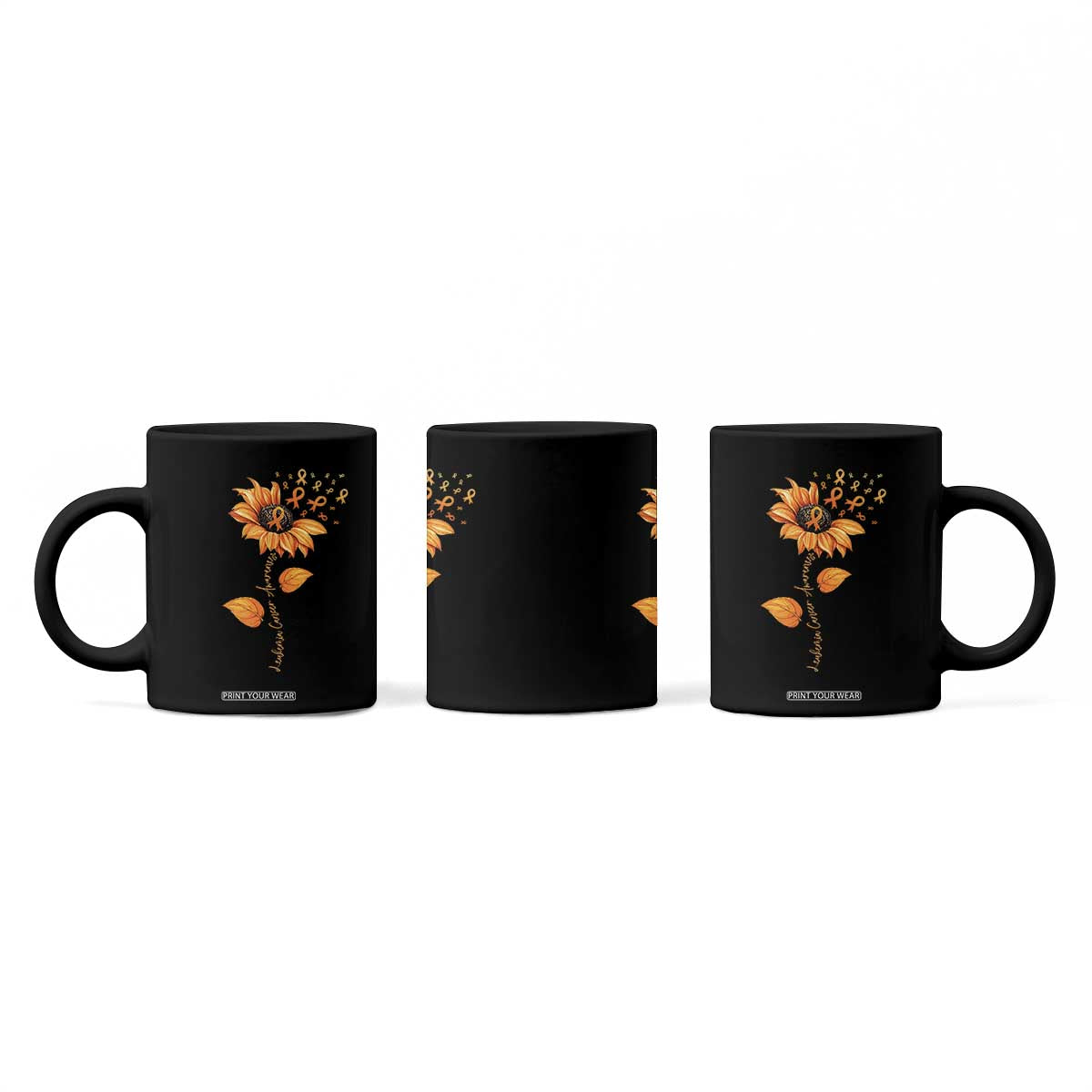 Leukemia Cancer Awareness Sunflower Orange Ribbon Coffee Mug