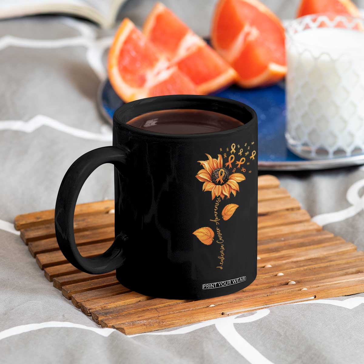Leukemia Cancer Awareness Sunflower Orange Ribbon Coffee Mug