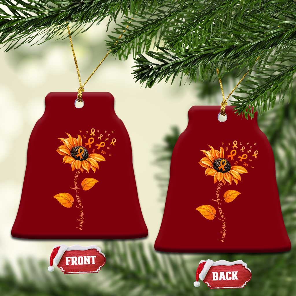 Leukemia Cancer Awareness Sunflower Orange Ribbon Ceramic Ornament
