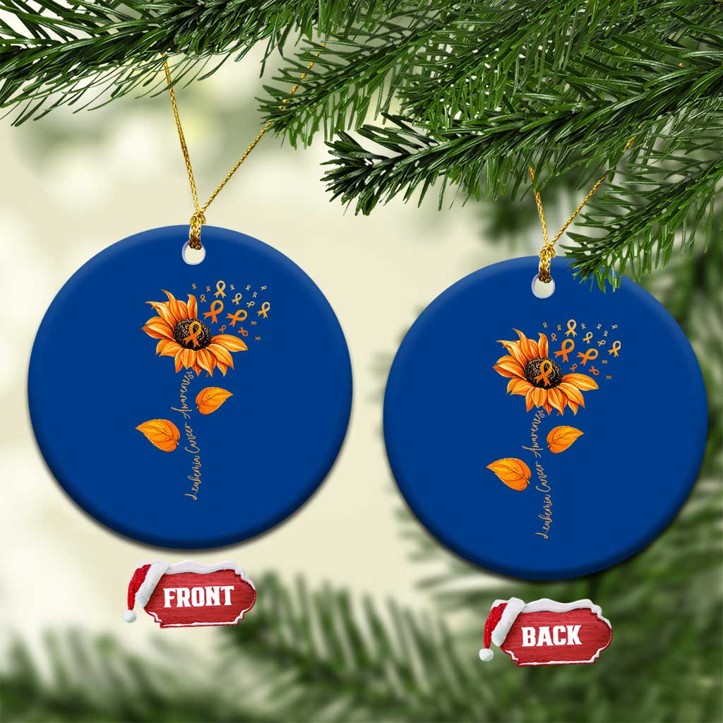 Leukemia Cancer Awareness Sunflower Orange Ribbon Ceramic Ornament